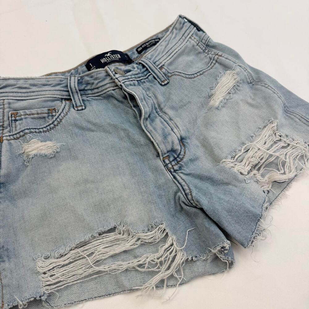 Hollister co blue distressed denim shorts grunge rugged size 1